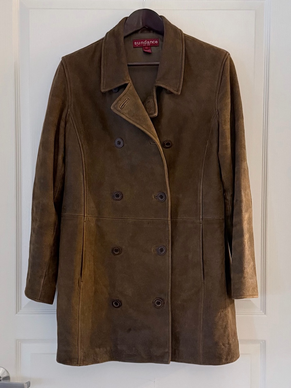 Sundance Women's Double-Breasted Brown Leather Coat